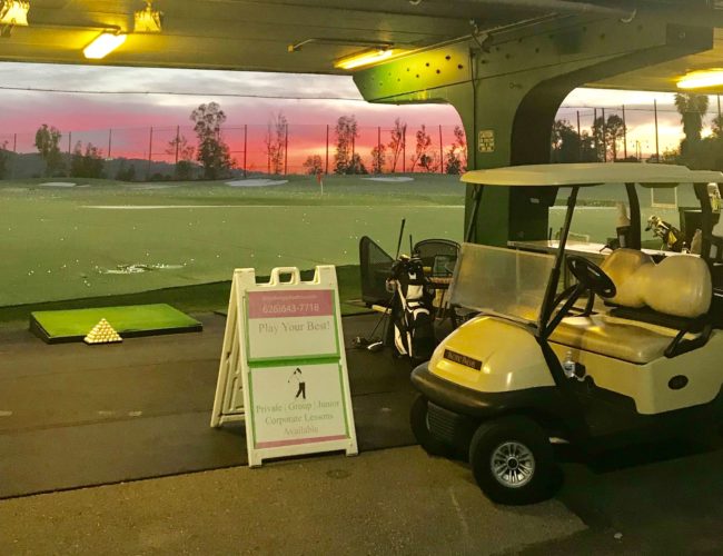 golf cart at the driving range